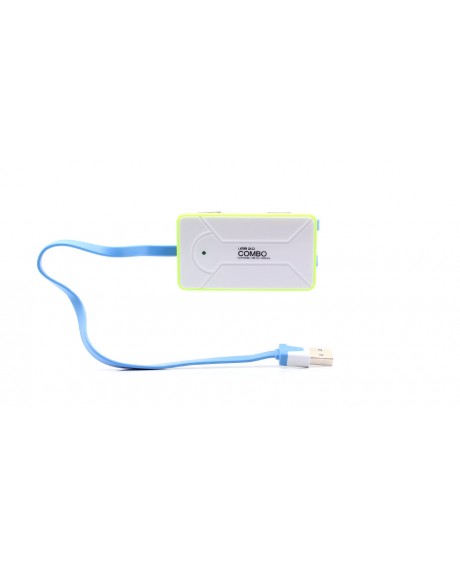 SD / MicroSD / MS / M2 Card Reader + 4-Port USB 2.0 Hub Combo